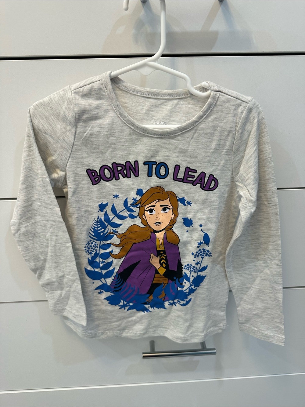Girls ‘Born to Lead' Long Sleeve Graphic Top - Gray Size 5